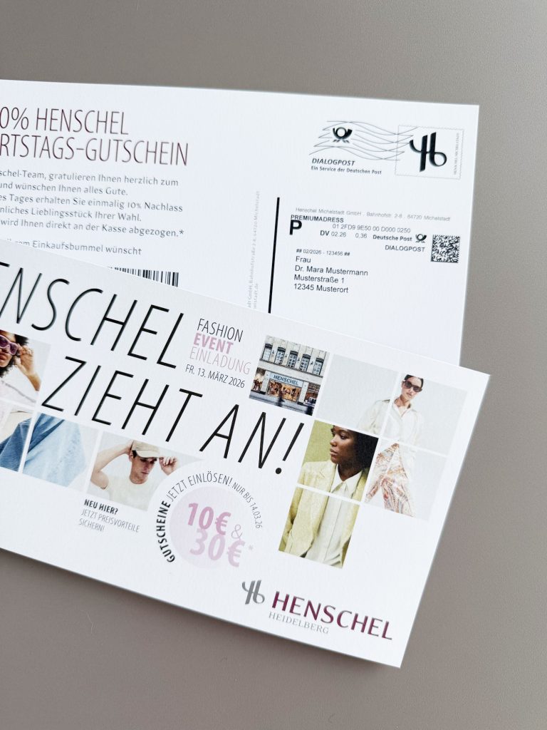 Printmailing für Modehaus mit Einladung und personalisierter Sendung