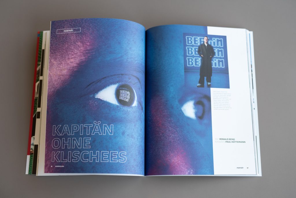 Alt-Text Bild 1 Bundesliga Magazin der DFL mit partieller Lackveredelung auf dem Cover